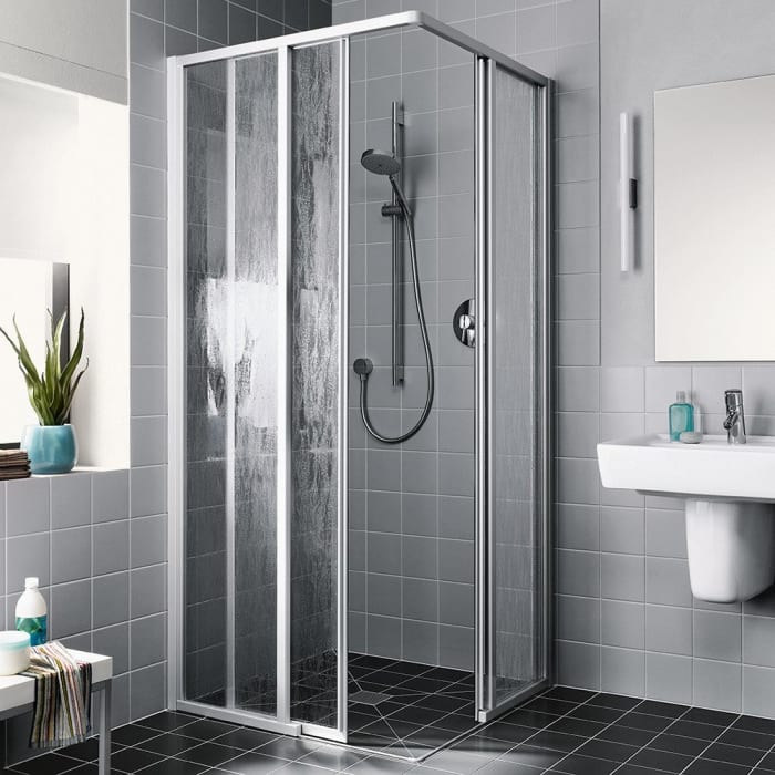 Kermi Nova 2000 Eckeinstieg 2-teilig bodenfrei 80 x 200 cm, Gleittüren Halbteil links