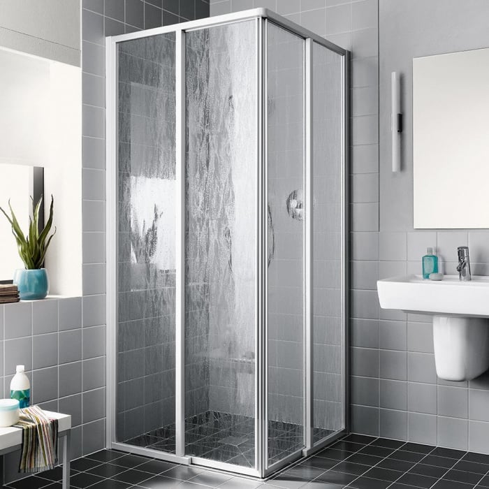 Kermi Nova 2000 Eckeinstieg 2-teilig bodenfrei 180 x 200 cm, Gleittüren Halbteil rechts