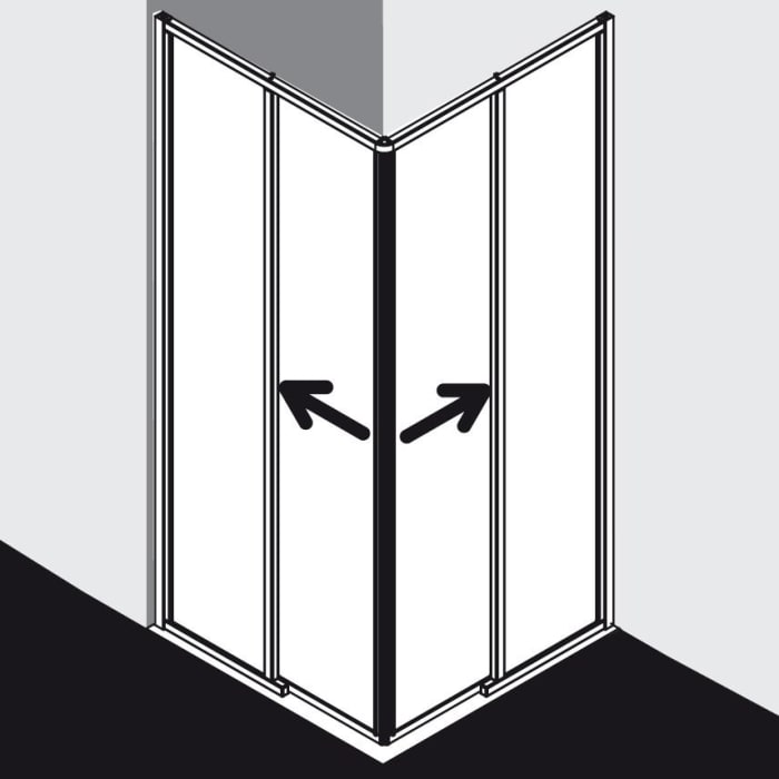 Kermi Nova 2000 Eckeinstieg 2-teilig bodenfrei 120 x 200 cm, Gleittüren Halbteil links