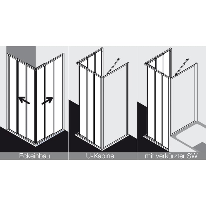 Kermi Nova 2000 Eckeinstieg 3-teilig 90 x 185 cm, Gleittüren Halbteil