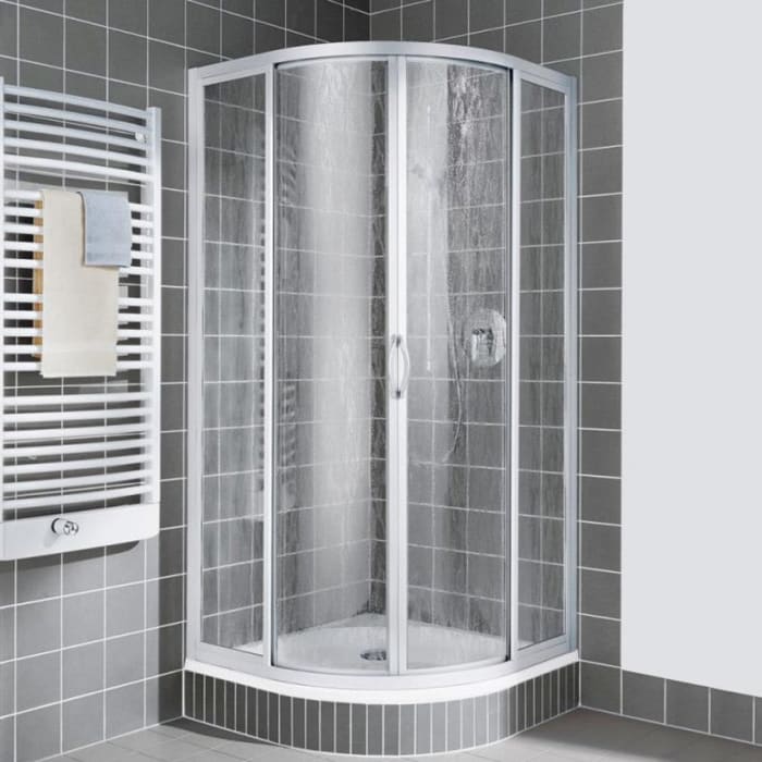 Kermi Nova 2000 Viertelkreis-Duschkabine R50 mit Gleittüren u. Festfeldern 90x75x185 cm