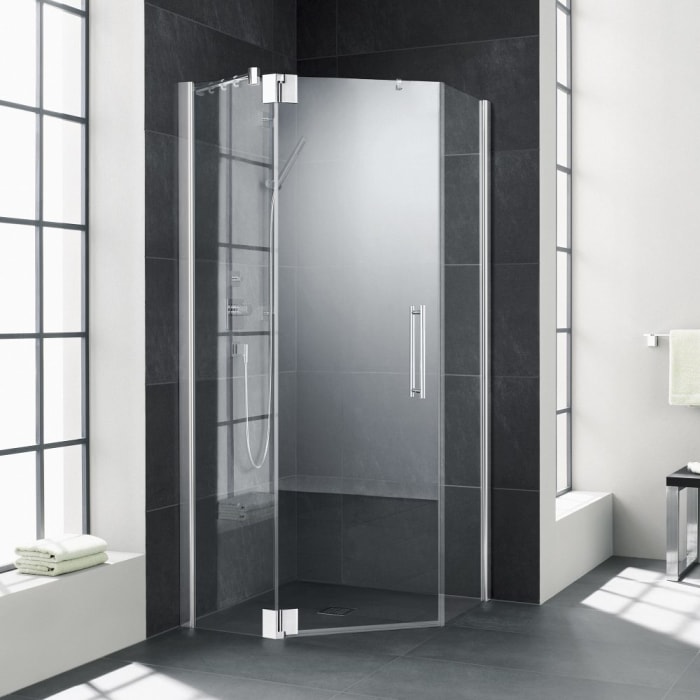 Kermi Pasa XP Fünfeck-Duschkabine 90 x 90 cm, 45 cm Schenkelmaß, Anschlag links