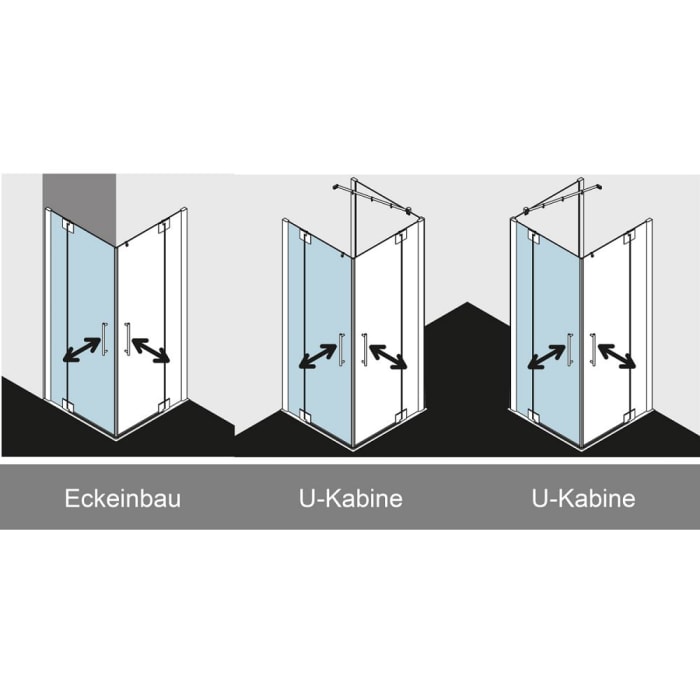 Kermi Pasa XP Eckeinstieg 2-teilig Pendeltüren mit Festfeldern 100 x 200 cm, Halbteil links