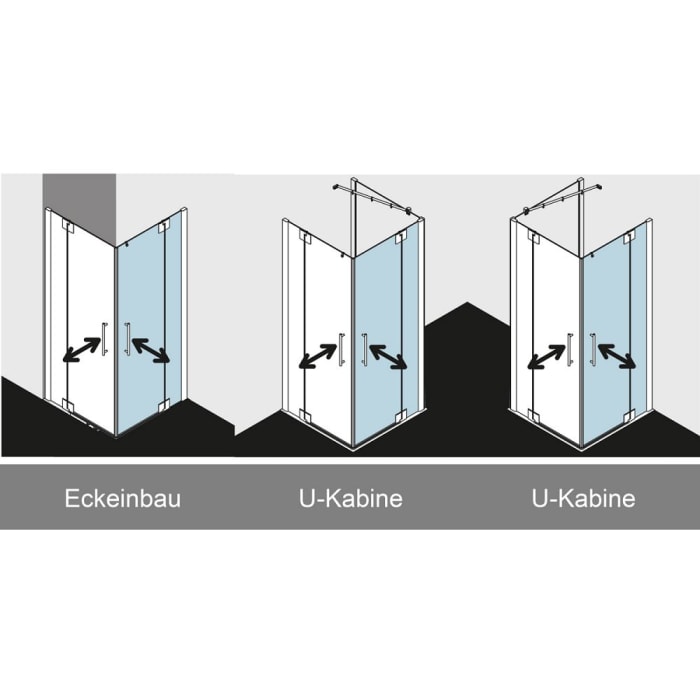 Kermi Pasa XP Eckeinstieg 2-teilig Pendeltüren mit Festfeldern 120 x 200 cm, Halbteil rechts