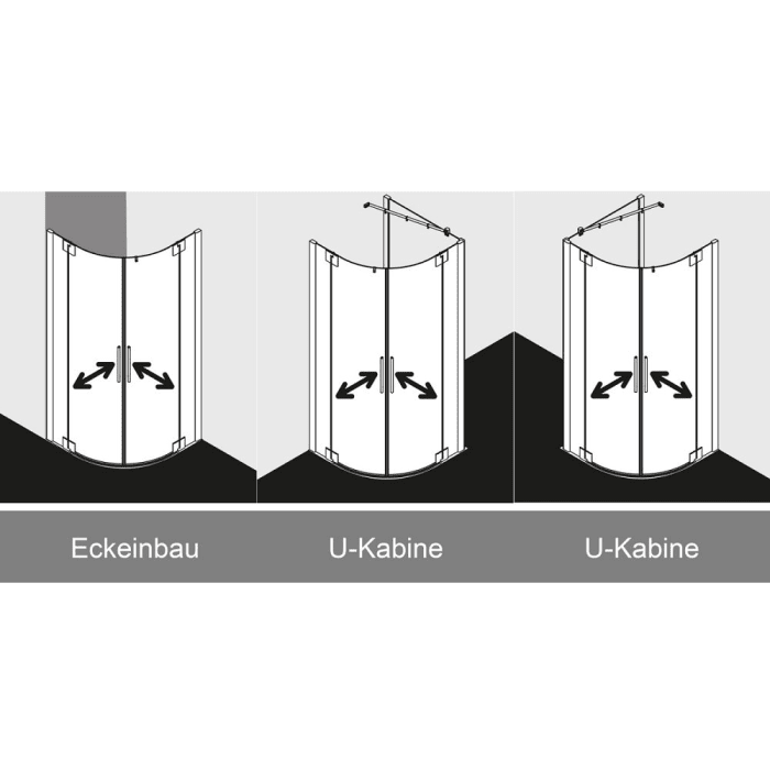 Kermi Pasa XP Viertelkreis-Duschkabine 120 x 90 cm für Radius 55 cm