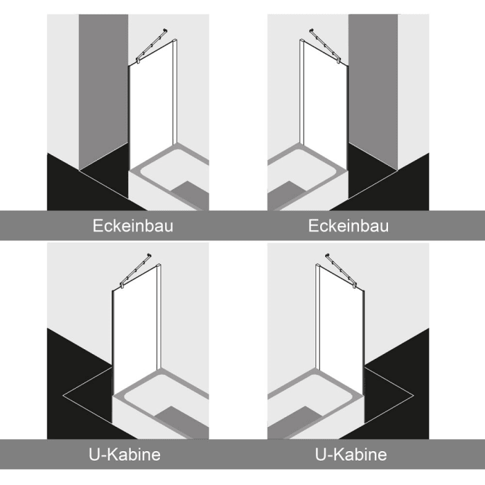 Kermi Pasa XP Seitenwand verkürzt neben Badewanne 90 x 175 cm