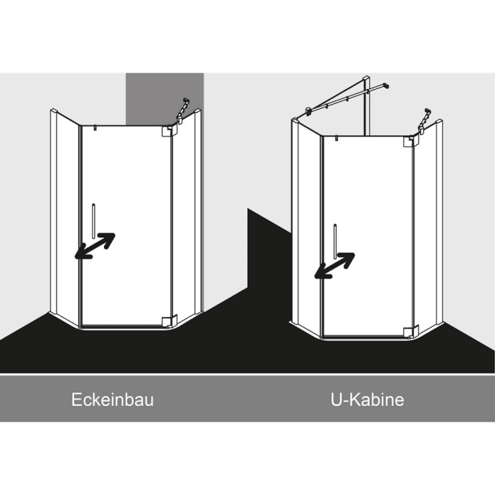 Kermi Pasa XP Fünfeck-Duschkabine 90 x 90 cm, 40 cm Schenkelmaß, Anschlag rechts