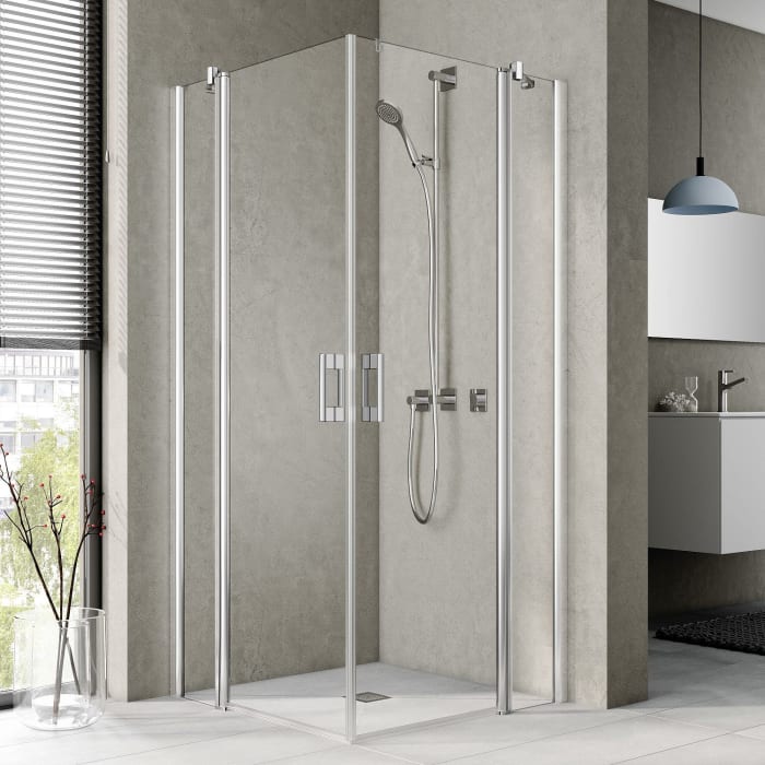 Kermi Pega Eckeinstieg Pendeltür mit Festfeld 110 x 200 cm , Halbteil rechts