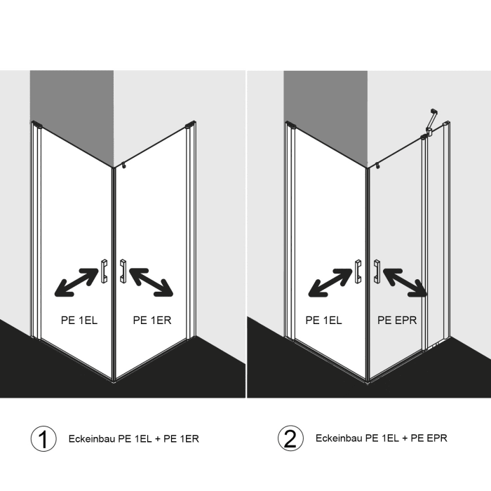 Kermi Pega Eckeinstieg Pendeltüren 75 x 200 cm , Halbteil links