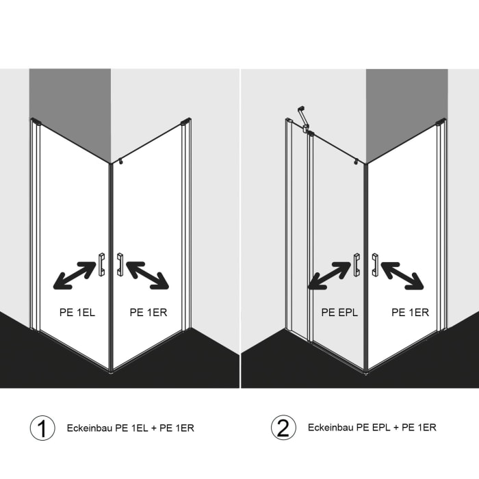 Kermi Pega Eckeinstieg Pendeltüren 75 x 200 cm , Halbteil rechts