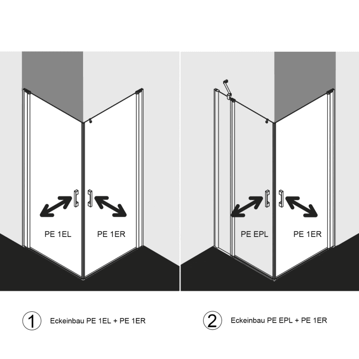 Kermi Pega Eckeinstieg Pendeltüren 75 x 200 cm , Halbteil rechts