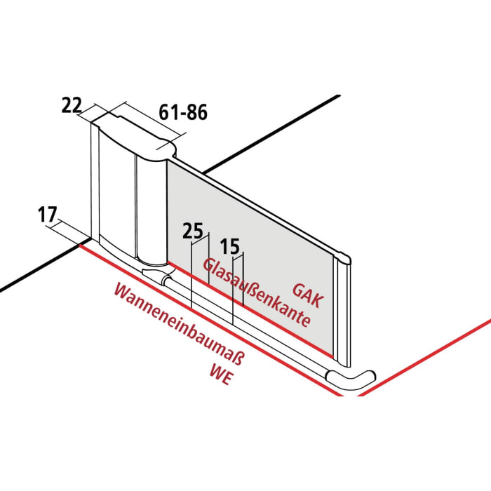 Kermi Pega Eckeinstieg Pendeltüren 80 x 200 cm , Halbteil rechts