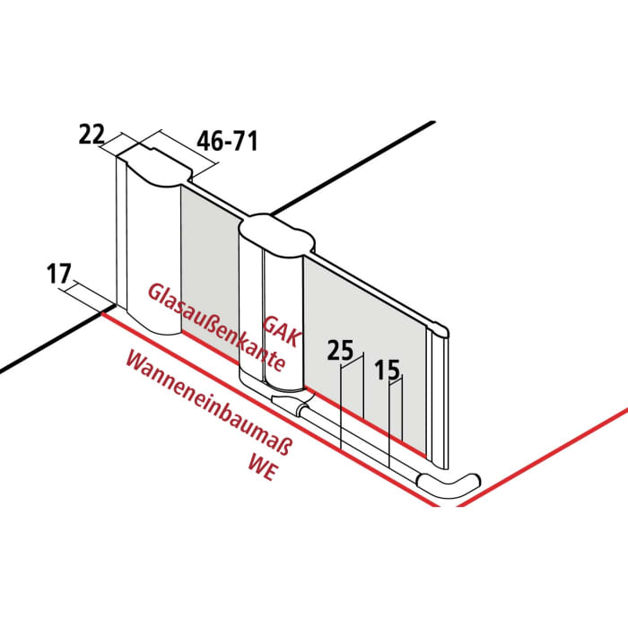 Kermi Pega Eckeinstieg Pendeltür mit Festfeld 80 x 200 cm , Halbteil links
