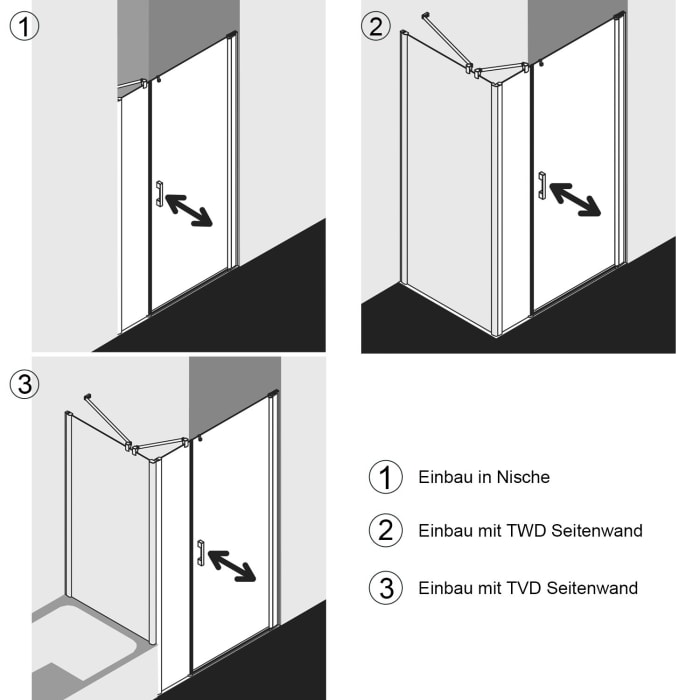 Kermi Pega Pendeltür 1-flügelig mit Festfeld 120 cm, Anschlag rechts