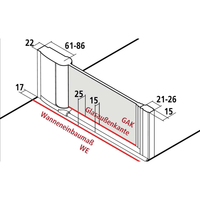 Kermi Pega Pendeltür 1-flügelig 90 cm, Anschlag rechts