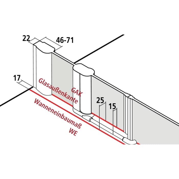 Kermi Pega Pendeltür 1-flügelig mit Festfeldern 120 cm, Anschlag rechts