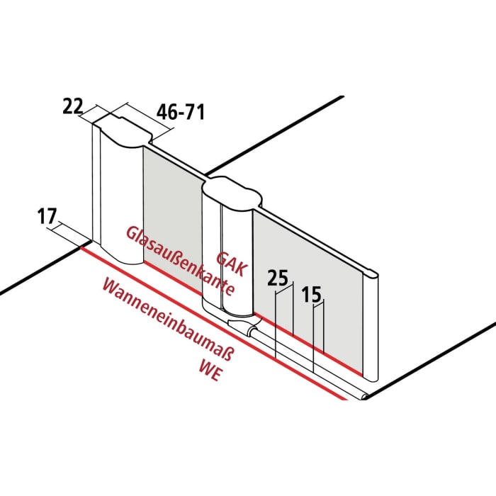Kermi Pega Pendeltür 1-flügelig mit Festfeld 100 cm, Anschlag rechts