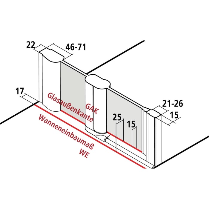 Kermi Pega Pendeltür 1-flügelig mit Festfeld 80 cm, Anschlag links