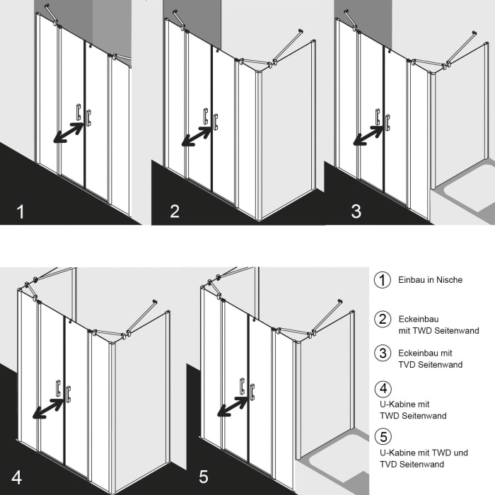 Kermi Pega Pendeltür 2-flügelig mit Festfeldern 130 cm