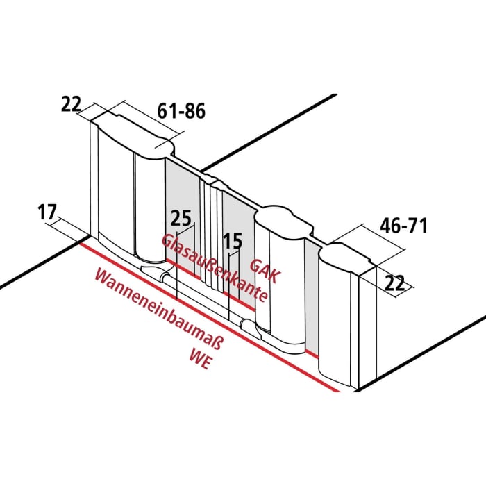 Kermi Pega Pendeltür 2-flügelig mit Festfeld 170 cm, Anschlag rechts