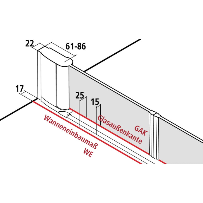 Kermi Pega Pendeltür 2-flügelig 75 cm