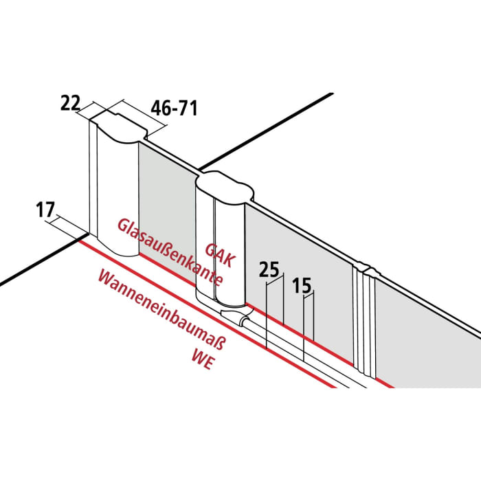 Kermi Pega Pendeltür 2-flügelig mit Festfeldern 130 cm