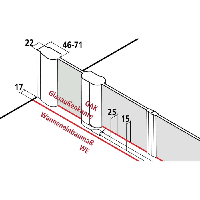 Kermi Pega Pendeltür 2-flügelig mit Festfeldern 140 cm
