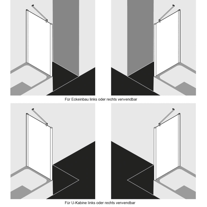 Kermi Pega Seitenwand verkürzt auf Badewanne 90 cm