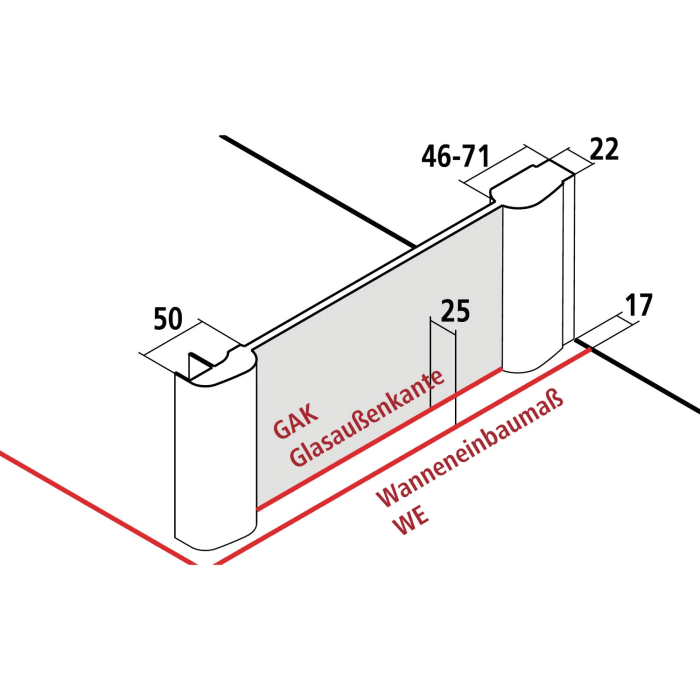 Kermi Pega Seitenwand TWD 90 x 200 cm