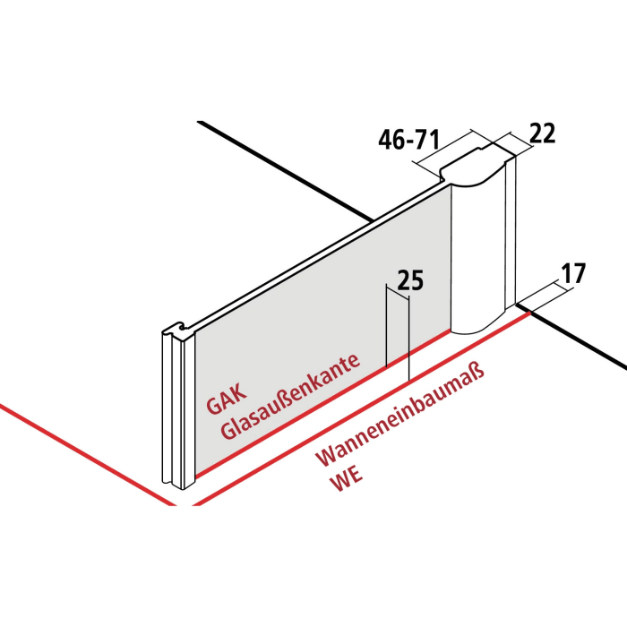 Kermi Pega Seitenwand TWO 75 x 200 cm