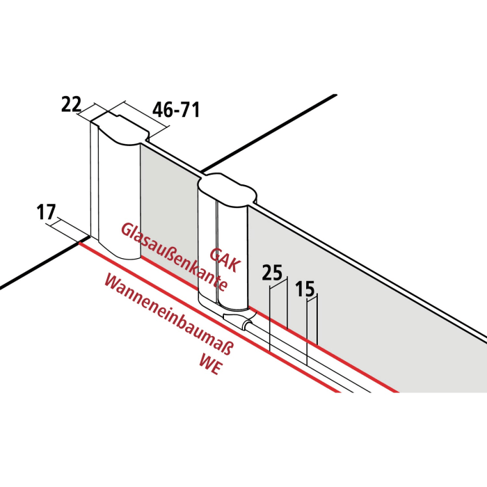 Kermi Pega Viertelkreis-Duschkabine Pendeltüren mit Festfeldern 80 x 80 cm
