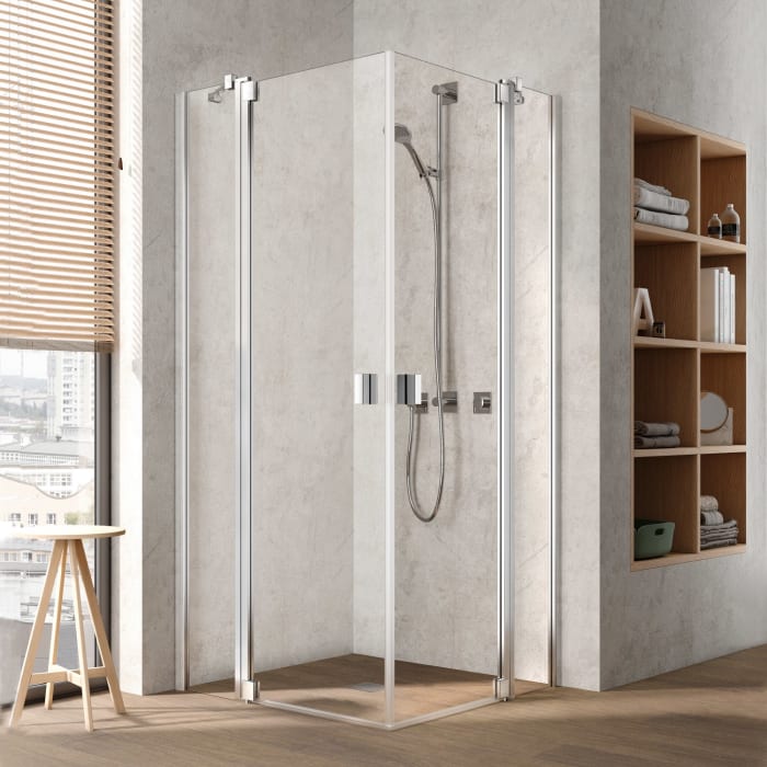 Kermi Raya Eckeinstieg Pendeltür mit Festteil 120 cm Halbteil links