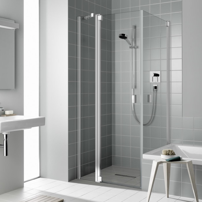 Kermi Raya Pendeltür 1-flügelig 120 cm mit 1 Festteil und Anschlag links