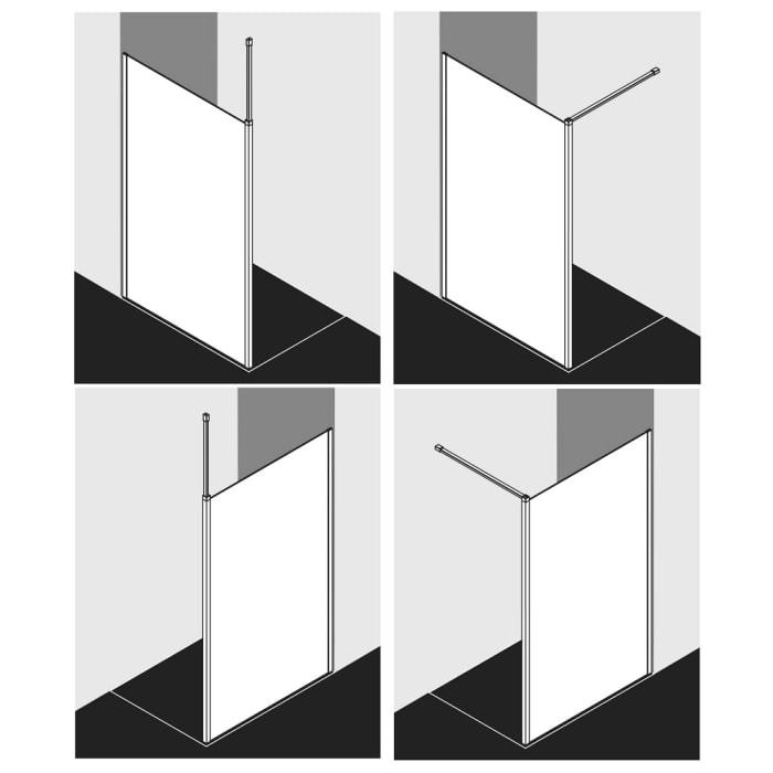 Kermi Walk-In XB Wall mit variabler Stabilisierung 180 cm, Wandprofil rechts