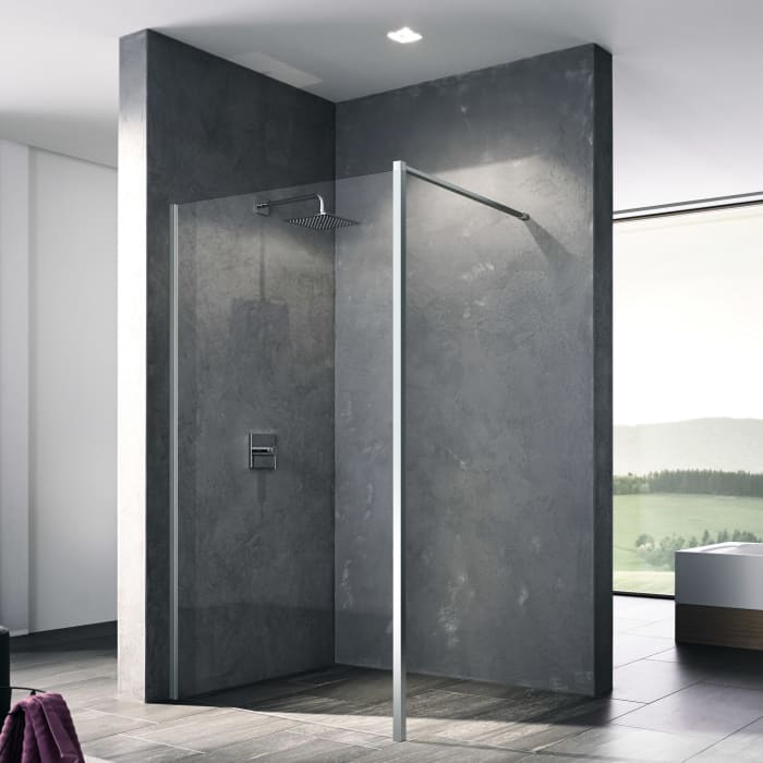 Kermi Walk-In XB Wall mit variabler Stabilisierung 150 cm, Wandprofil links