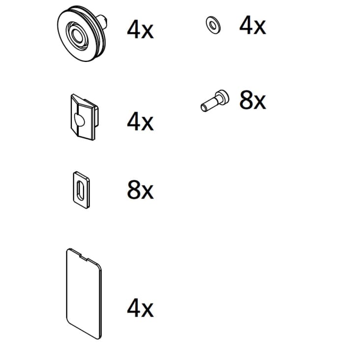 Kermi Laufrollenset für Ibiza 2000 Viertelkreis mit Schiebetüren