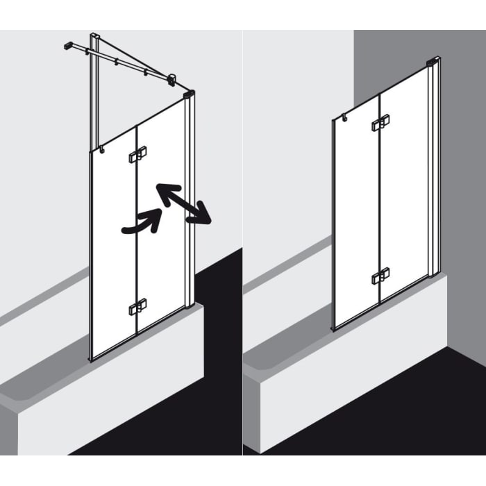 Kermi Diga Badewannen Faltwand 2-flügelig 100 x 151,7 cm, Anschlag rechts