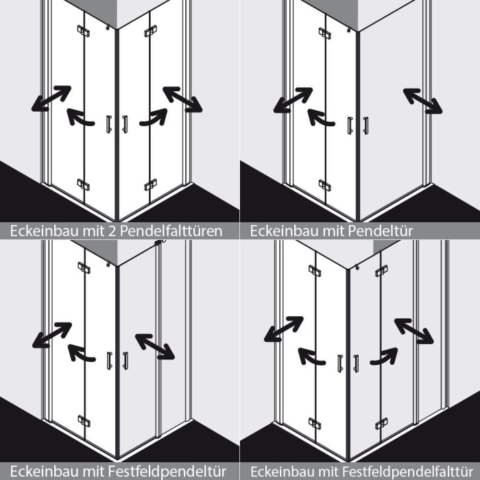 Kermi Diga Eckeinstieg 2-teilige Pendel-Falttür 80 cm, Halbteil links