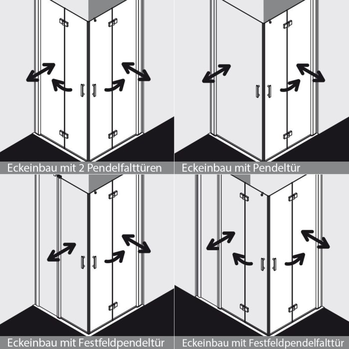 Kermi Diga Eckeinstieg 2-teilige Pendel-Falttür 80 cm, Halbteil rechts