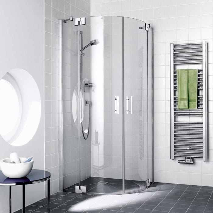 Kermi Filia XP Viertelkreis Pendeltür 2-flügelig 90 cm mit Festfeld für Eckeinbau