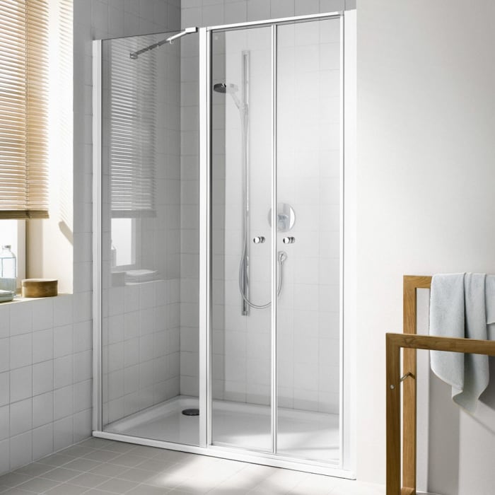 Kermi Ibiza 2000 Doppel-Pendeltür 150 cm mit Festfeld links