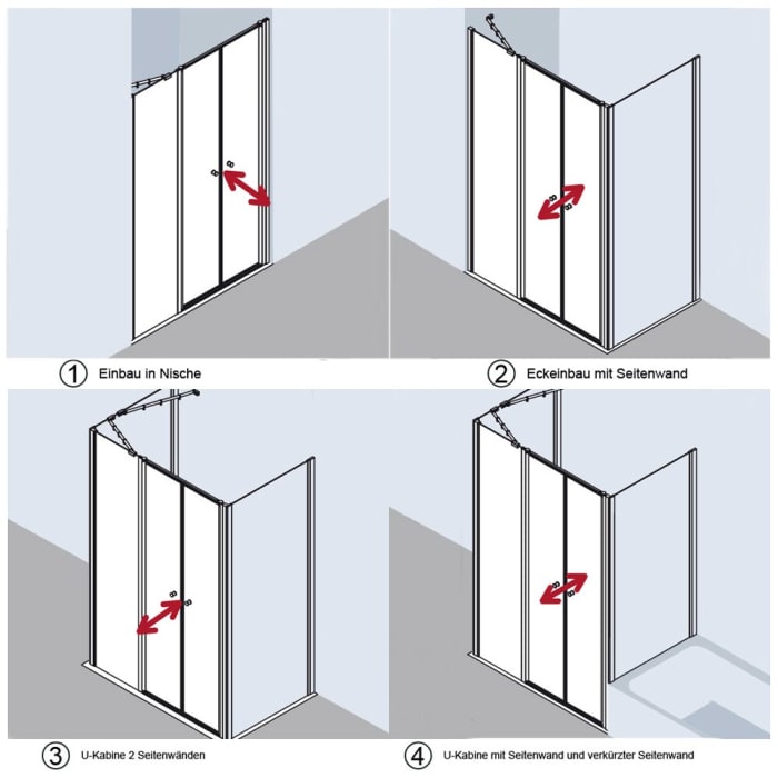 Kermi Ibiza 2000 Doppel-Pendeltür 140 cm mit Festfeld links