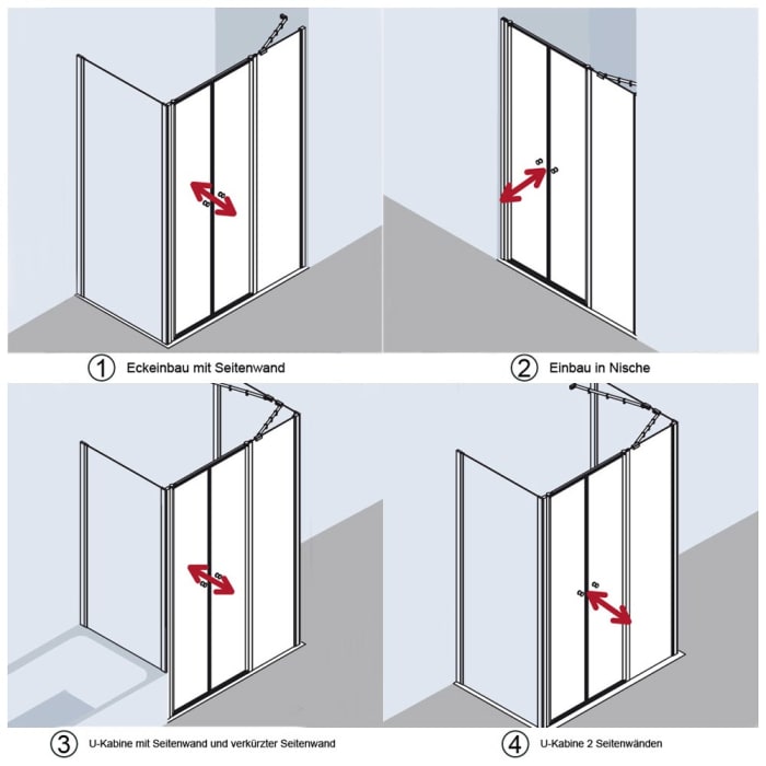 Kermi Ibiza 2000 Doppel-Pendeltür 150 cm mit Festfeld rechts