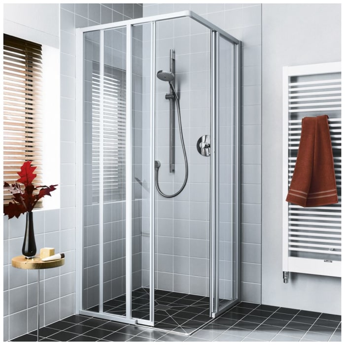 Kermi Ibiza 2000 Eckeinstieg 2-teilig bodenfreie Gleittür, Halbteil 80 cm links