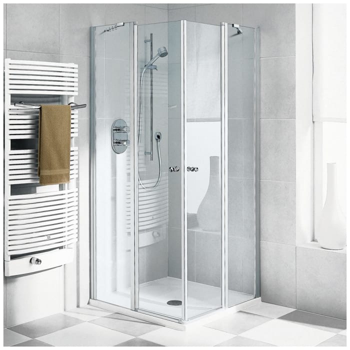 Kermi Ibiza 2000 Eckeinstieg 2-teilig Pendeltür mit Festteil, Halbteil 90 x 200 cm links