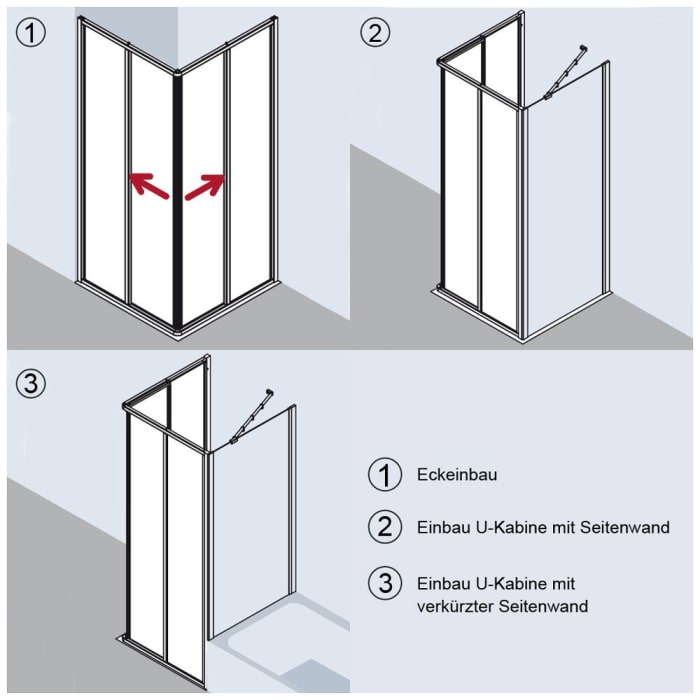 Kermi Ibiza 2000 Eckeinstieg 2-teilig Gleittür, Halbteil 100 x 200 cm