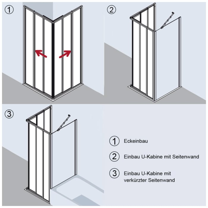 Kermi Ibiza 2000 Eckeinstieg 3-teilig Gleittür, Halbteil 80 x 200 cm