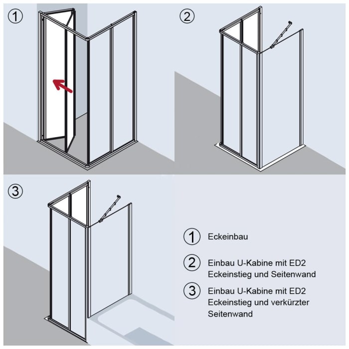 Kermi Ibiza 2000 Eckeinstieg 2-teilig Falttür, Halbteil 90 cm
