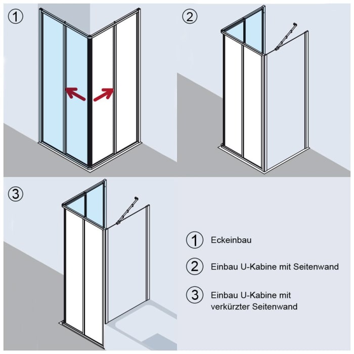 Kermi Ibiza 2000 Eckeinstieg 2-teilig bodenfreie Gleittür, Halbteil 80 cm links