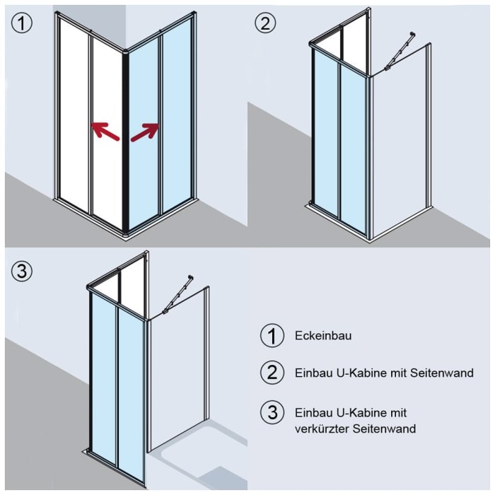 Kermi Ibiza 2000 Eckeinstieg 2-teilig bodenfreie Gleittür, Halbteil 100 cm rechts